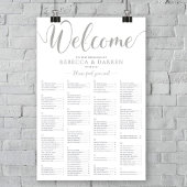 Silver Wedding Seating Chart Alfabetische namen Poster