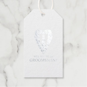 Silver Wedding Suit en Stropdas Groomsman Voorstel Cadeaulabels