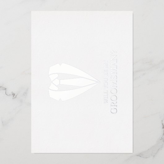 Silver Wedding Suit en Stropdas Groomsman Voorstel Folie Uitnodiging (Voorkant)