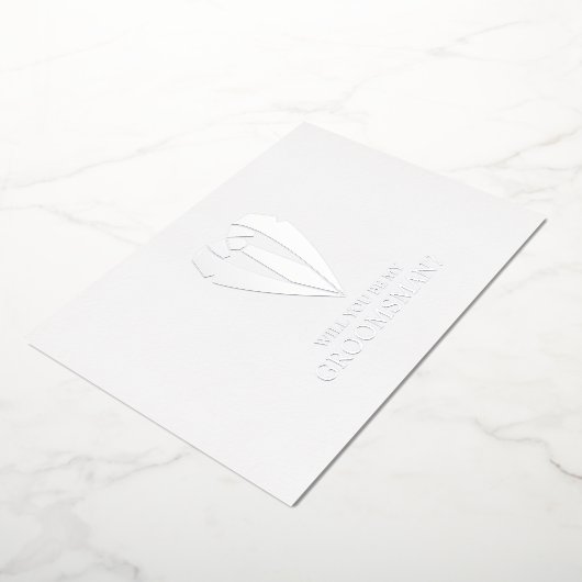 Silver Wedding Suit en Stropdas Groomsman Voorstel Folie Uitnodiging (Gedraaid)