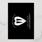 Silver Wedding Suit en Stropdas Groomsman Voorstel Folie Uitnodiging (Voorkant)