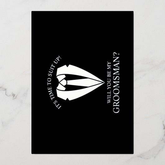 Silver Wedding Suit en Stropdas Groomsman Voorstel Folie Uitnodiging (Voorkant)