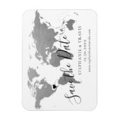 Silver Wereldkaart Destination Wedding Save the Da Magneet (Verticaal)