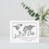 Silver Wereldkaart Modern Sparen het Briefkaart va (Staand voorkant)