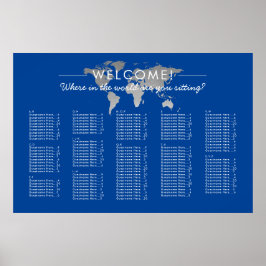 Silver Wereldkaart Travel Theme Seigram Poster