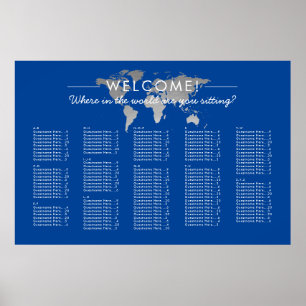 Silver Wereldkaart Travel Theme Seigram Poster