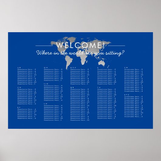 Silver Wereldkaart Travel Theme Seigram Poster (Voorkant)
