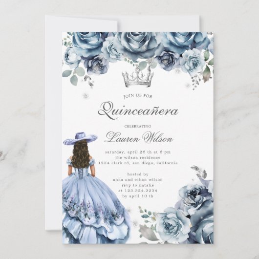 Silver Western Wonderland Quinceanera Uitnodiging (Voorkant)