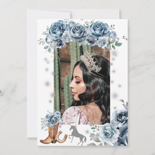 Silver Western Wonderland Quinceanera Uitnodiging (Achterkant)