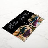 Silver Whimsical Luxury Modern 2 Photos Collage Folie Uitnodiging (Gedraaid)