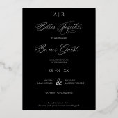 Silver Whimsical Luxury Modern 2 Photos Collage Folie Uitnodiging (Achterkant)