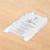 Silver White Agaat Doop Modern Elegant Acryl Uitnodigingen (Laagn)