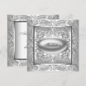 Silver White All Occasion Party Invitation Kaart (Voorkant / Achterkant)