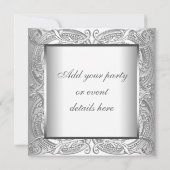 Silver White All Occasion Party Invitation Kaart (Achterkant)