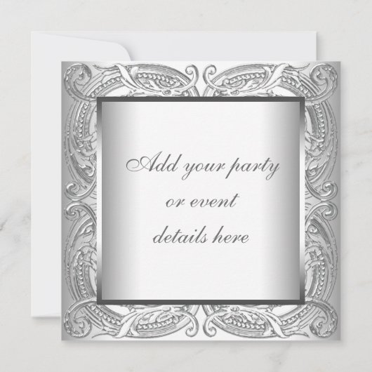 Silver White All Occasion Party Invitation Kaart (Achterkant)