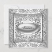 Silver White All Occasion Party Invitation Kaart (Voorkant)