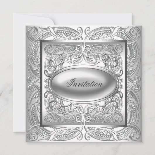 Silver White All Occasion Party Invitation Kaart (Voorkant)
