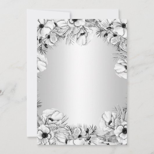 Silver White Anemone Gold Engagement Party Kaart (Achterkant)
