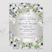 Silver White Anemone Gold Geometric Vrijgezellenfe Kaart (Voorkant / Achterkant)