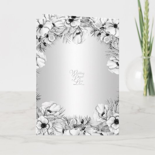 Silver White Anemone Gold Geometric Weddenschap Bedankkaart (Achterkant)