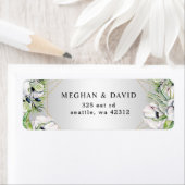 Silver White Anemone Gold Geometric Weddenschap Etiket (Insitu)