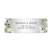 Silver White Anemone Gold Geometric Weddenschap Etiket (Voorkant)