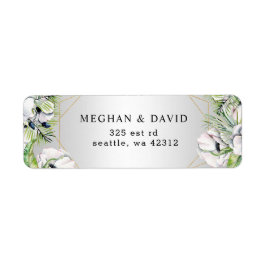 Silver White Anemone Gold Geometric Weddenschap Etiket