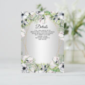 Silver White Anemone Gold Geometric Weddenschap Informatiekaartje (Staand voorkant)
