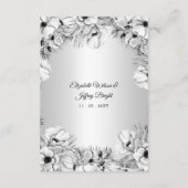 Silver White Anemone Gold Geometric Weddenschap Informatiekaartje (Achterkant)