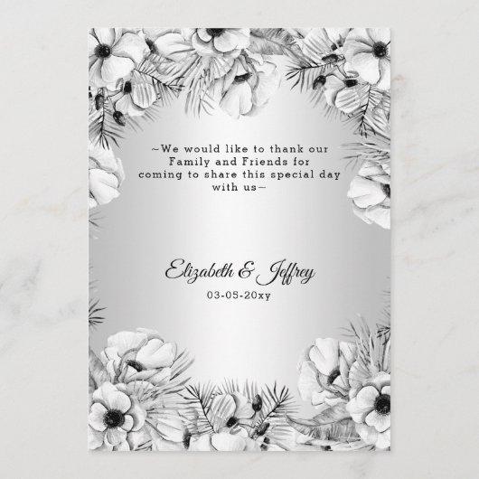 Silver White Anemone Gold Geometric Weddenschap Menu (Achterkant)