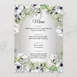 Silver White Anemone Gold Geometric Weddenschap Menu