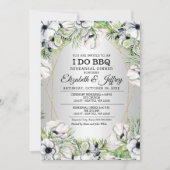 Silver White Anemone I Do BBQ Rehearal Dinner Inv Kaart (Voorkant)