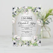 Silver White Anemone I Do BBQ Rehearal Dinner Inv Kaart (Staand voorkant)