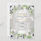 Silver White Anemone I Do BBQ Rehearings Dinner Kaart (Voorkant)