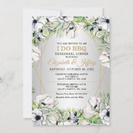 Silver White Anemone I Do BBQ Rehearings Dinner Kaart