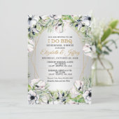 Silver White Anemone I Do BBQ Rehearings Dinner Kaart (Staand voorkant)