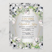 Silver White Anemone I Do BBQ Rehearings Dinner Kaart (Voorkant / Achterkant)