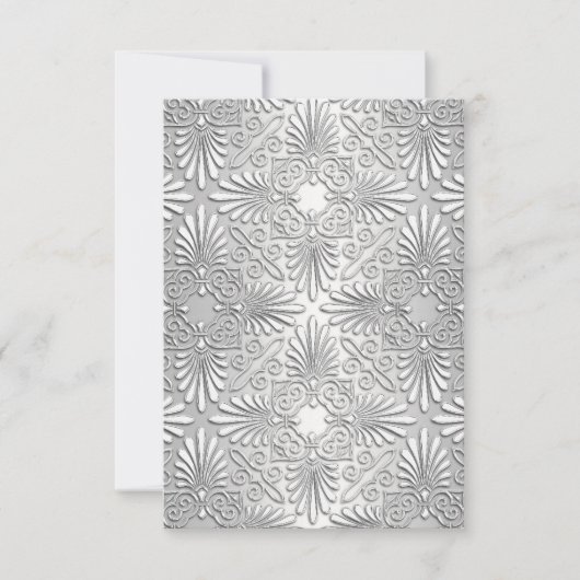 Silver White Art Deco Damask RSVP 2 (Voorkant)