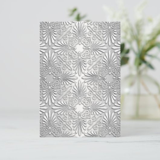 Silver White Art Deco Damask RSVP 2 (Staand voorkant)