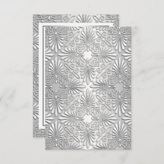Silver White Art Deco Damask RSVP 2 (Voorkant / Achterkant)