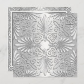 Silver & White Art Deco Damask Vrijgezellenfeest Kaart (Voorkant / Achterkant)