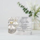 Silver & White Bauble Xmas Party | Datum opslaan Uitnodiging Briefkaart (Staand voorkant)