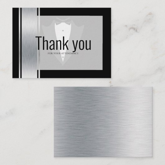 Silver, white & black strees tuxedo bachelor plac plaatskaartje (Voorkant / Achterkant)