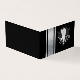 Silver, white & black strepen tuxedo bachelor kaart