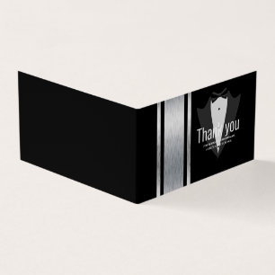 Silver, white & black strepen tuxedo bachelor kaart