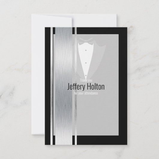 Silver, white & black stripe tuxedo bedankt voor j (Voorkant)