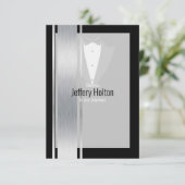 Silver, white & black stripe tuxedo bedankt voor j (Staand voorkant)