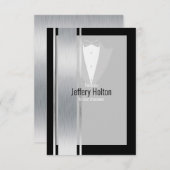 Silver, white & black stripe tuxedo bedankt voor j (Voorkant / Achterkant)