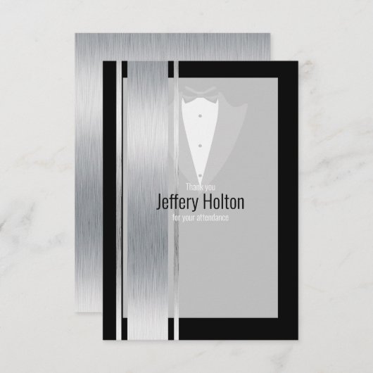 Silver, white & black stripe tuxedo bedankt voor j (Voorkant / Achterkant)