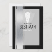 Silver, white & black stripe tuxedo best man aankondiging (Voorkant)